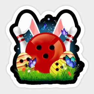 Bowling Easter Bunny Egg, Funny Easter Day Sticker